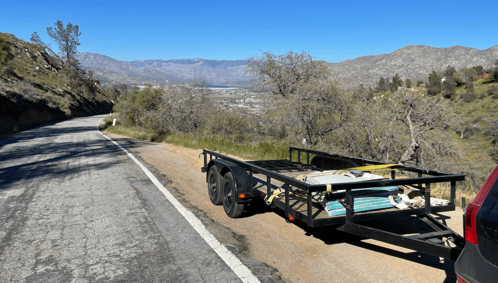 Hauling the dish up the mountain.
